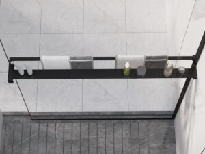 vidaXL fekete alumínium zuhanypolc walk-in zuhanyfalhoz 100 cm
